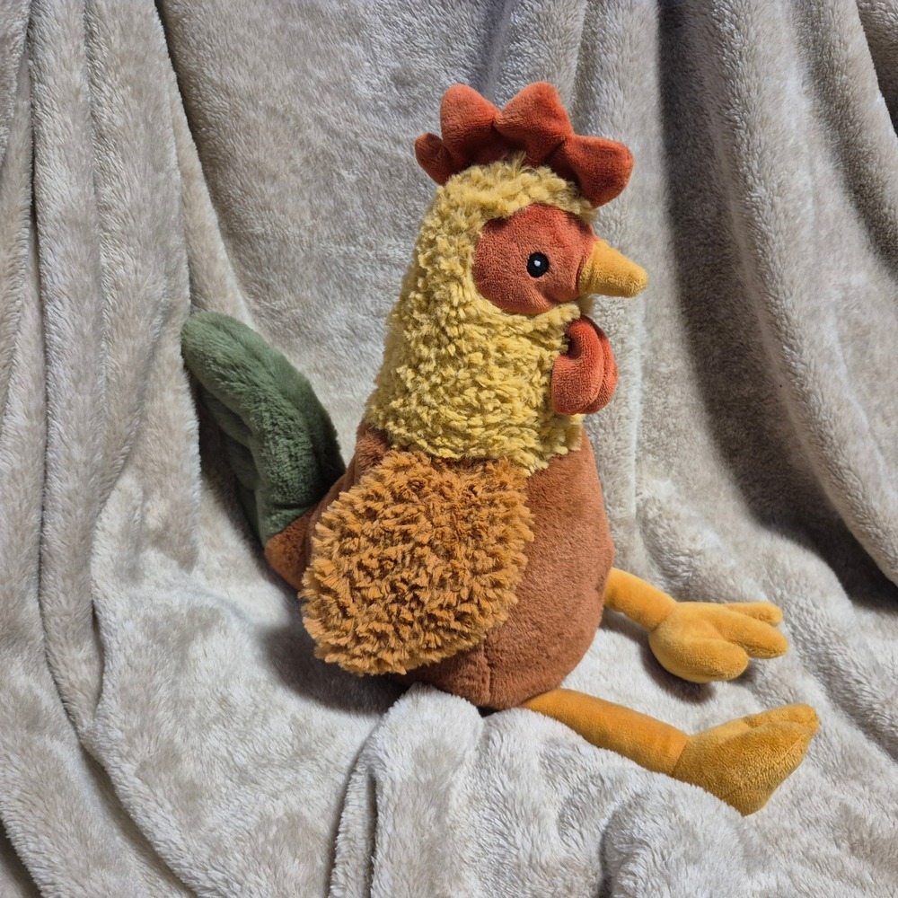 Mon Ami Rooster Chicken Plush Stuffed Animal Brown Yellow Green 15 inch